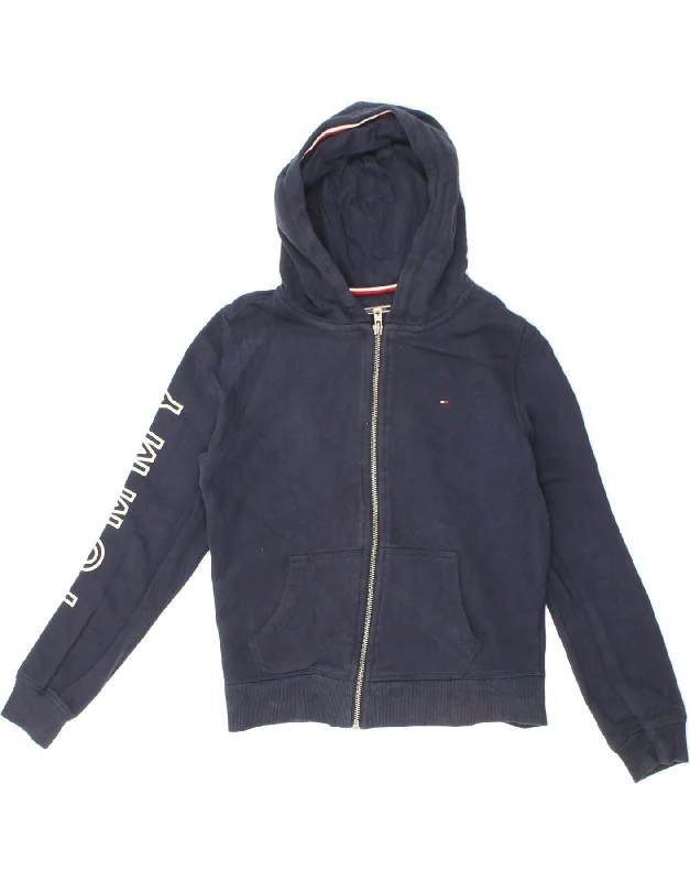 Men's Hoodies for SnowshoeingTOMMY HILFIGER Boys Graphic Zip Hoodie Sweater 7-8 Years Navy Blue