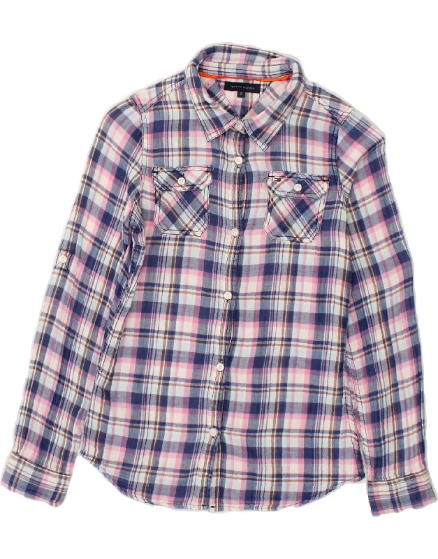 Men's Solid-Color Block Shirts for a Bold StatementTOMMY HILFIGER Girls Shirt 11-12 Years Navy Blue Check