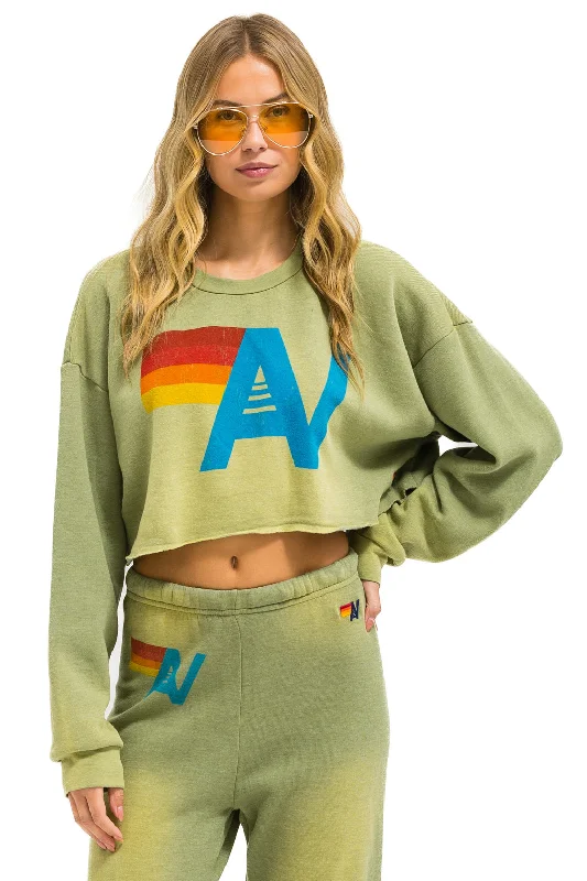 Men's Hoodies with Heavy-Duty ZippersVINTAGE LOGO CROPPED CREW SWEATSHIRT RELAXED - FADED ARMY