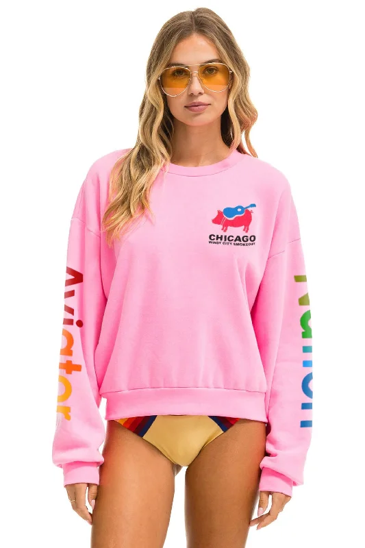 Trendy Men's Patterned HoodiesWINDY CITY SMOKEOUT 2024 CREW SWEATSHIRT RELAXED - NEON PINK