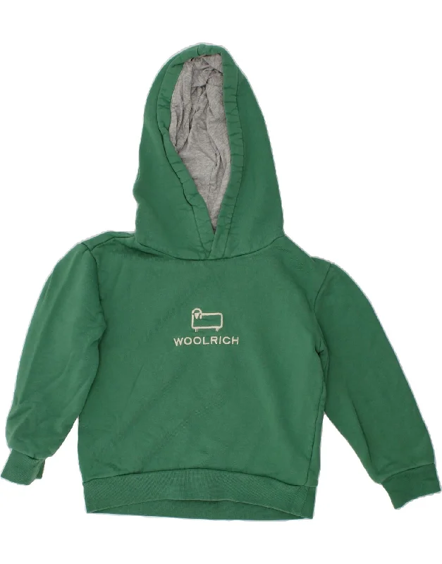 Elevated Men's Lounge HoodiesWOOLRICH Boys Graphic Hoodie Jumper 3-4 Years Green Cotton