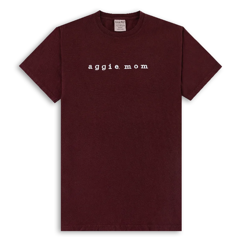 Men's Scoop Neck T-Shirts for a Relaxed FeelMaroon Aggie Mom Embroidered Shirt