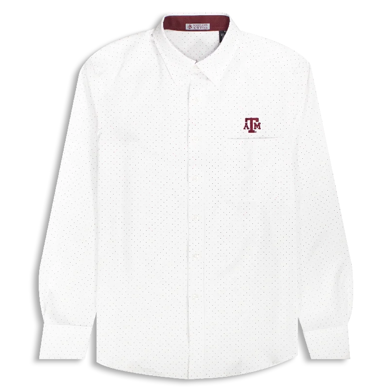 Men's Organic Cotton Shirts for Eco-ConsciousnessTexas A&M White & Maroon Dot Button Down Shirt